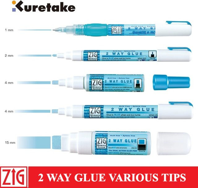 Kuretake Zig 2-Wege-Klebestift mit feiner Spitze für Profis, Künstler und Scrapbooking, Weiß - Bild 1