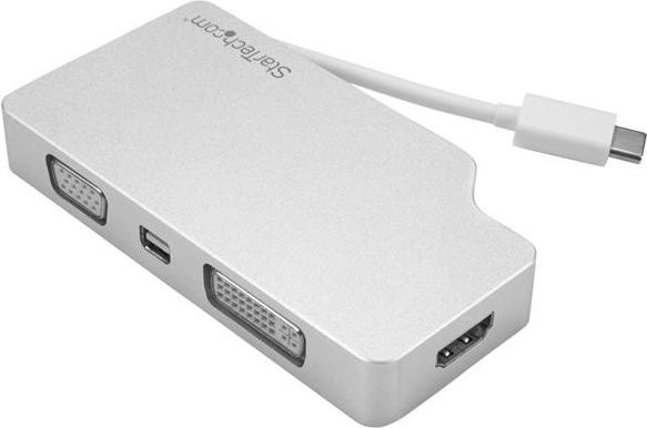 StarTech.com 4-in-1 USB-C Reise A/V Adapter in Silber mit Unterstützung für 4K, VGA, DVI, HDMI und Mini DisplayPort - Bild 1