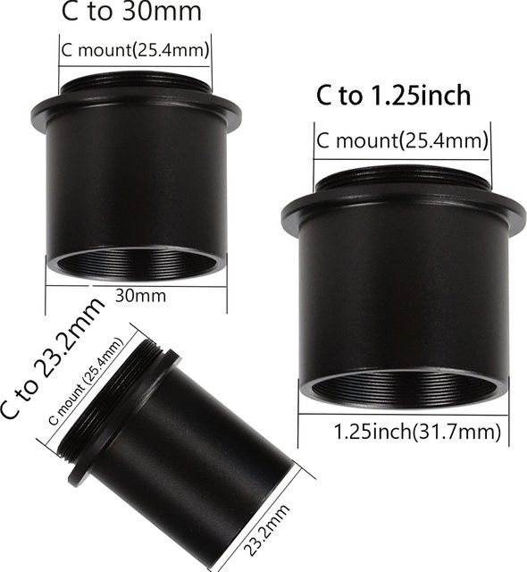 VBNM C-Mount auf 1,25 Zoll Adapterring für Mikroskope und astronomische Teleskope in Schwarz - Bild 1