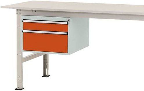 Manuflex PACKPOOL Gehäuse-Unterbau AS0003.2001 in Orange und Weiß mit 2 Schubfächern, Nutzhöhe: 300 mm, für Tischtiefe: 800 mm - Bild 1