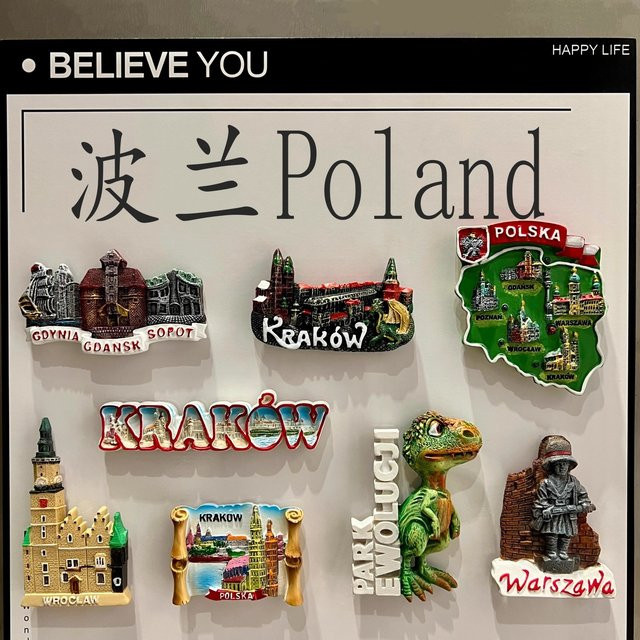 3D Kühlschrankmagnete Polen Ornament aus Harz als Souvenir und Deko-Geschenk, Mehrfarbig - Bild 1