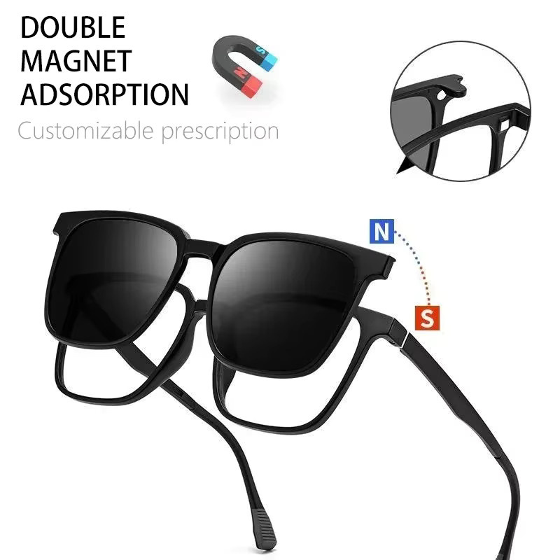 CLLOIO Sonnenbrille, magnetische Clip-Optik, Vollrand, Square, Schwarz, Unisex - Bild 2