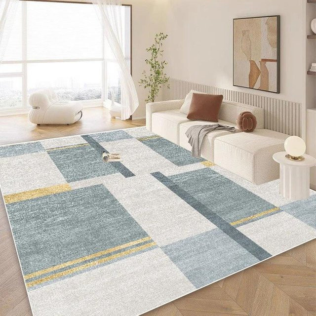 Karpetti Moderner Geometrischer Teppich aus Polyester in Weiß und Multicolour, Rutschfest und Waschbar, B/T: 90 x 60 cm - Bild 1