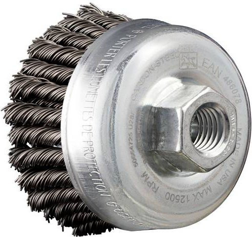 PFERD Topfbürste TBG HD 2-reihig gezopft für Winkelschleifer, Farbe: Silber, Durchmesser: 65 mm, Drahtstärke: 0,50 mm, Gewinde: M14 - Bild 1