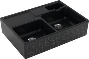 Villeroy & Boch Spülstein Doppelbecken aus Keramik in Mosaique Blau/Schwarz, Wandhängend, Breite: 90,0 cm - Bild 1
