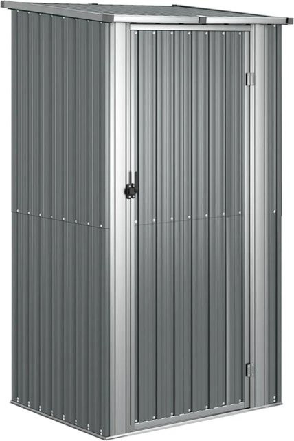 vidaXL Geräteschuppen aus verzinktem Stahl und Kunststoff, Grau, B/T/H: 118,5 x 97 x 209,5 cm - Bild 1