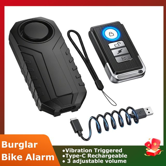 WSDCAM Anti-Diebstahl-Fahrradalarm mit 113 dB lauter Sirene, kabelloser Motorrad-Alarm mit Vibrationstrigger, Farbe: Schwarz - Bild 1
