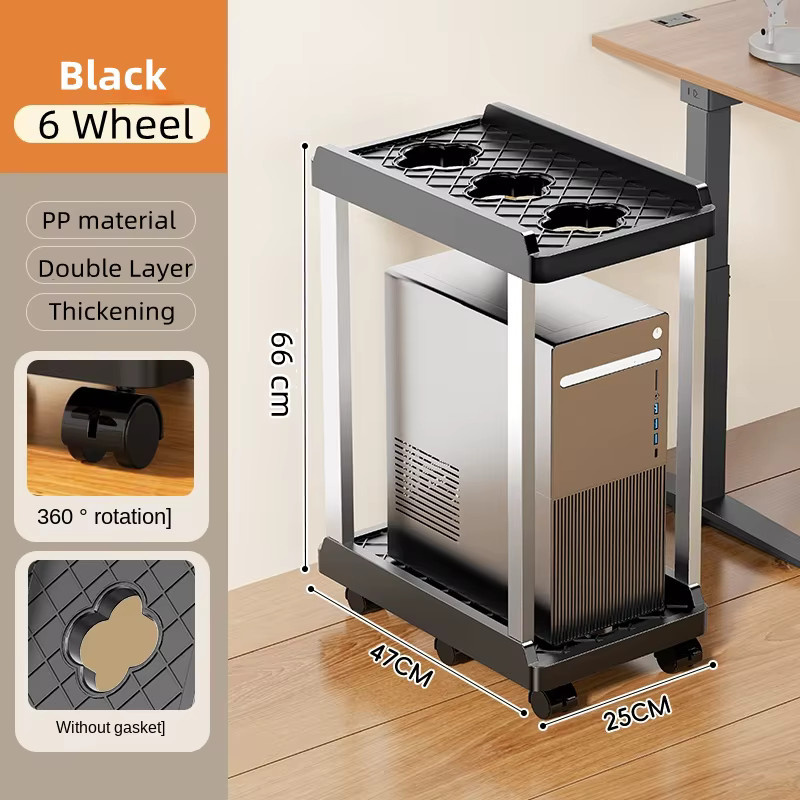 BEISHI Mobiler CPU-Ständer und Computer-Host-Halterung mit doppelschichtigem Regal für Home-Office und A4-Drucker - Bild 3