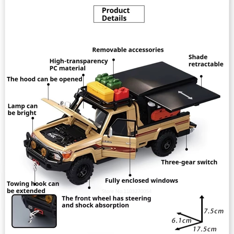 MAKEDA Land Cruiser LC79, Spielzeugauto, 1:32, Gelb, Metall - Bild 6