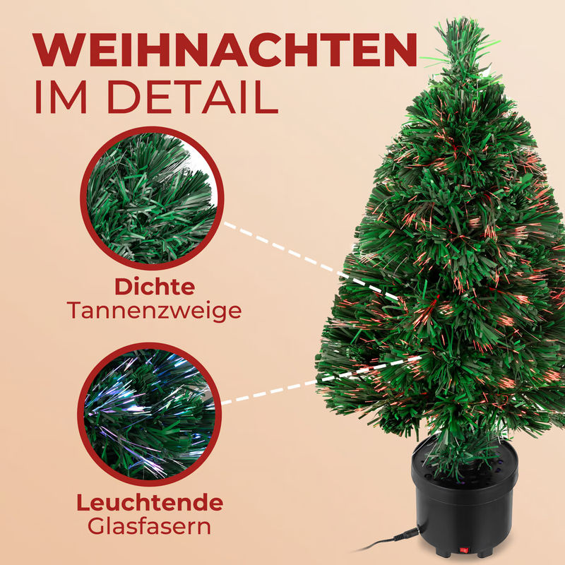 CASARIA Weihnachtsbaum aus Kunststoff mit Glasfaserbeleuchtung in 9 Farben, Grün, Höhe: 66 cm - Bild 4
