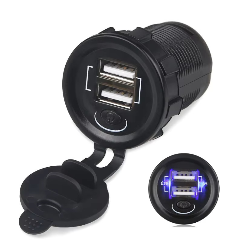 Wasserdichtes Dual USB Auto Ladegerät für 12V-24V Zigarettenanzünder in Schwarz - Bild 6