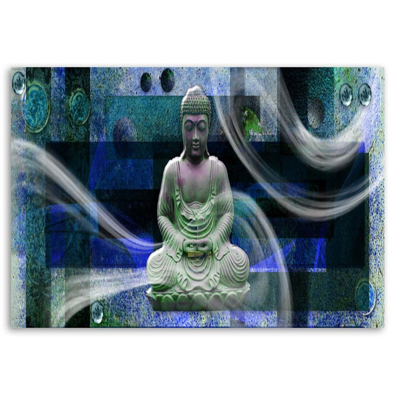 Feeby Leinwand Boeddha Abstrakt Blau B: 60 cm, H: 40 cm - Bild 3