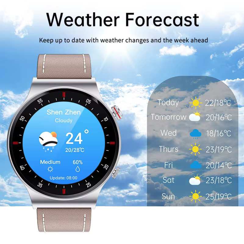 LIGE Smartwatch, NFC, Bluetooth, Leder, Schwarz, Herren - Bild 6