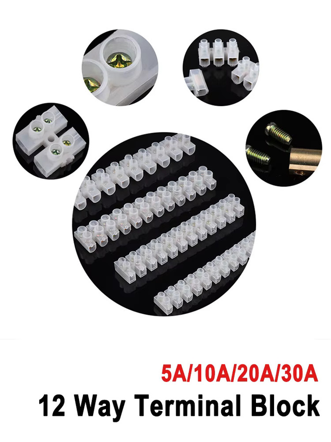12-Positionen-Klemmenverbinder aus Nylon-Kunststoff als elektrischer Klemmenblock mit Doppelanschlussstreifen für 5/10/20/30 A - Bild 7