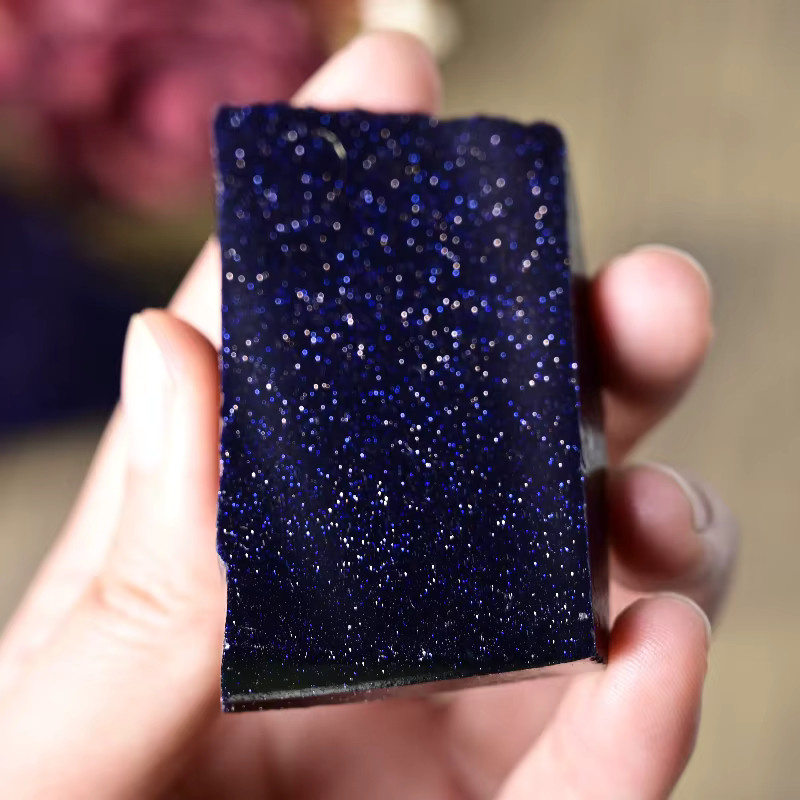 CrystalHola Sandstein-Steinscheibe in Marineblau mit glitzernder Textur, unregelmäßige Deko-Steine für die Tischdekoration, 50–300 g - Bild 4