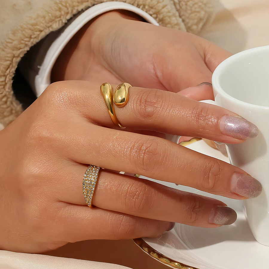UHBINYCA Ring, Edelstahl, Gold, Damen, tropfenförmig - Bild 1