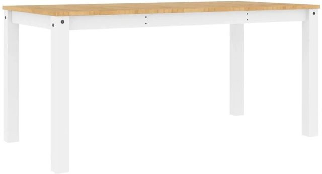 vidaXL Esstisch Panama aus massivem Kiefernholz, Weiß, B/T/H: 160 x 80 x 75 cm - Bild 1