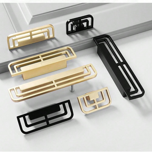 Elegante chinesische Schrankgriffe aus Metall im Tropfstil für Kleiderschränke und Möbel in Gold oder Schwarz - Bild 1