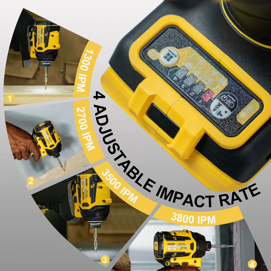 DeWalt 1/4-Zoll bürstenloser Schlagschrauber mit 2212 In-Lbs Drehmoment, 4-Gang und LED-Licht, Gelb - Bild 6