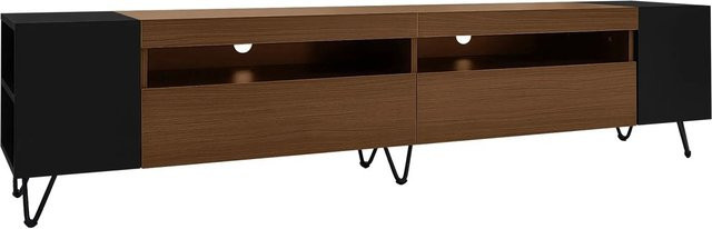 okwish TV Schrank Modernes Design mit Stauraum für dein Wohnzimmer, Schwarz Braun, B/T/H: 180 x 36 x 43 cm - Bild 1