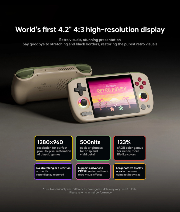 AYANEO Pocket AIR Mini Retro Handheld Konsole mit 4,2 Zoll 4:3 HD-Bildschirm in Schwarz inklusive Aufbewahrungstasche - Bild 5