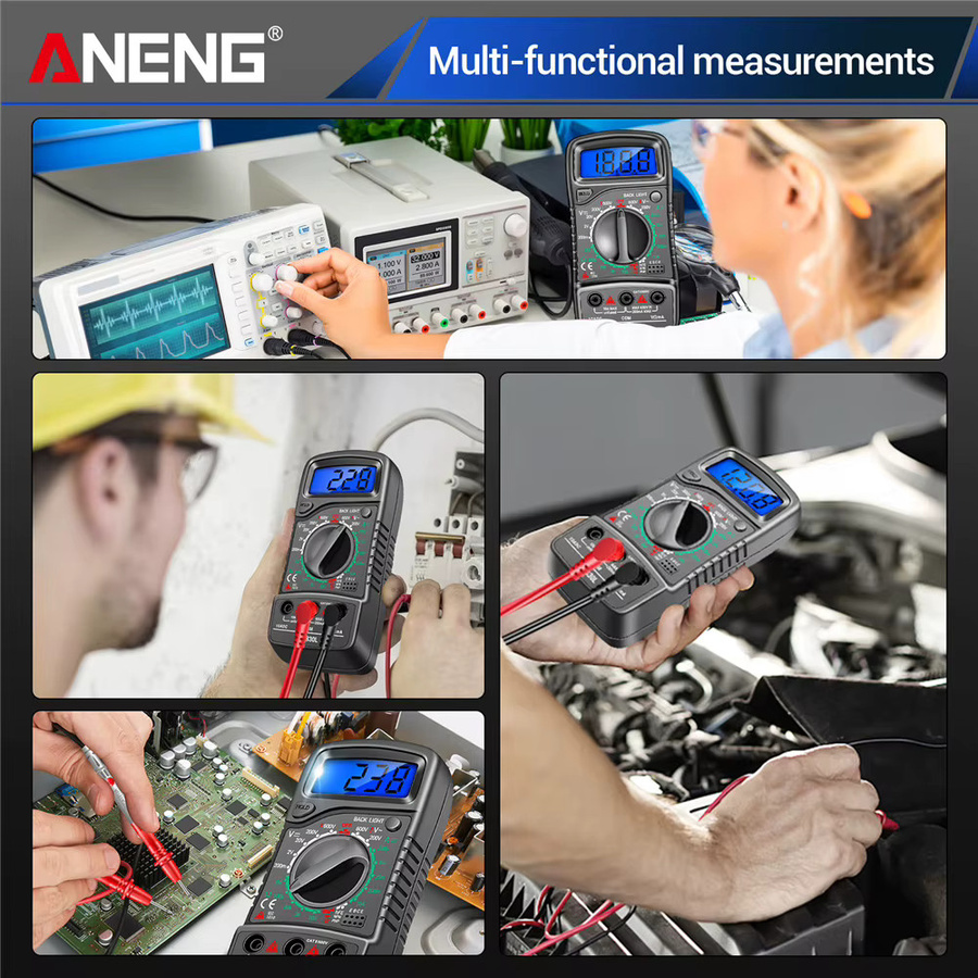 ANENG XL830L Digitales Multimeter in Schwarz als ESR-Messgerät und Transistor-Spitzentester für Kfz-Elektrik - Bild 2