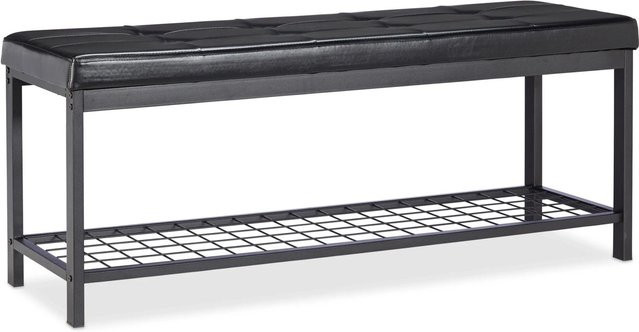 Relaxdays Schuhbank XXL Schwarz aus Kunstleder und Metall, gepolstert, B/T/H: 115 x 40 x 49 cm - Bild 1