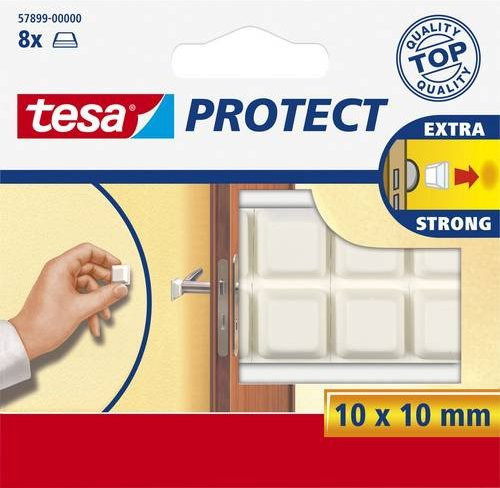 tesa Schutzpuffer Protect quadratisch selbstklebend stoßdämpfend weiß B: 1 cm x B: 1 cm, 8 Stück - Bild 1