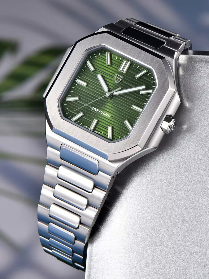 PAGANI DESIGN Armbanduhr, Quarz, Edelstahl, Grün, Saphirglas, Herren - Bild 7
