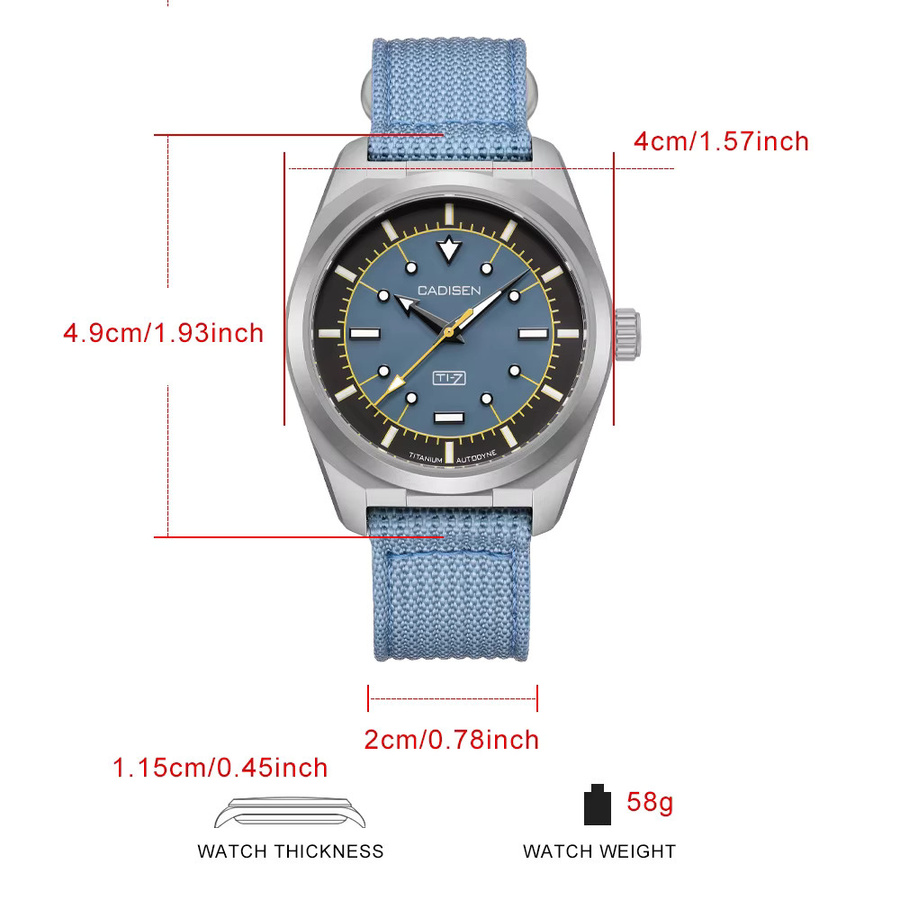 CADISEN Armbanduhr, Automatik, Titan, Textil, Weiß, Herren - Bild 4