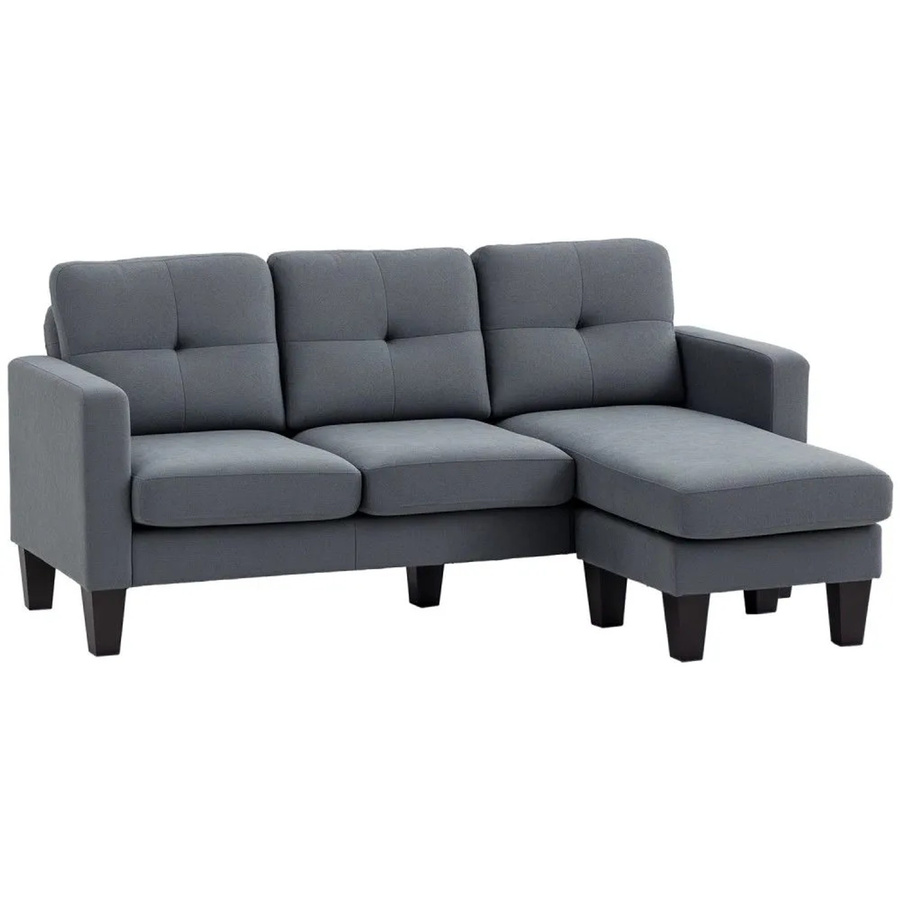 HOMCOM Ecksofa in Grau mit Polsterung aus Polyester und Schaumstoff, modern und reversibel, B/T/H: 186 x 130 x 84 cm - Bild 2