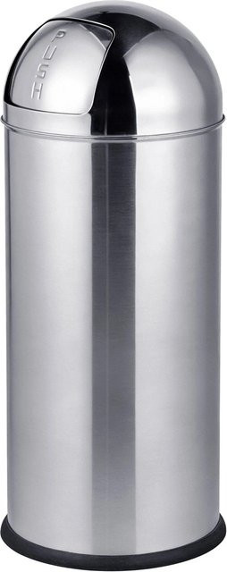 Relaxdays Mülleimer aus Edelstahl in Silber mit Push-Deckel und entnehmbarem Inneneimer, Höhe: 90 cm, Durchmesser: 35 cm - Bild 1