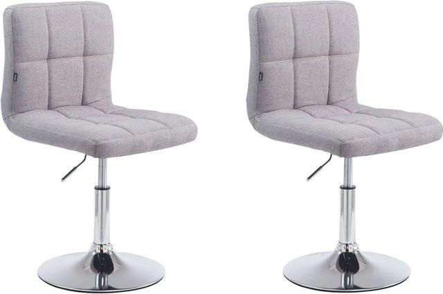 2er Set DELUKE Barhocker BANGKO in Grau, höhenverstellbare Barstühle mit Lehne, drehbar, Stoff und Metall, B/T/H: 44 x 49 x 74 cm - Bild 1