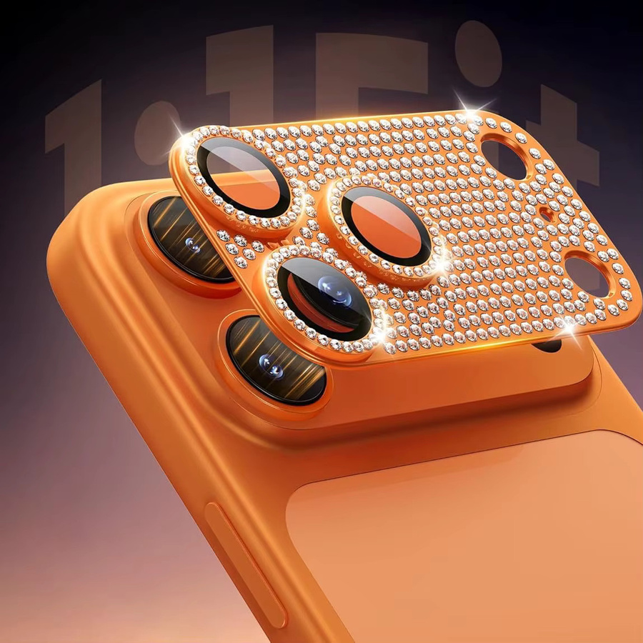 NUCWIN Bling Diamant Kameraschutz aus Metall und Glas für iPhone 17 Pro Max in Gold und Blau - Bild 2