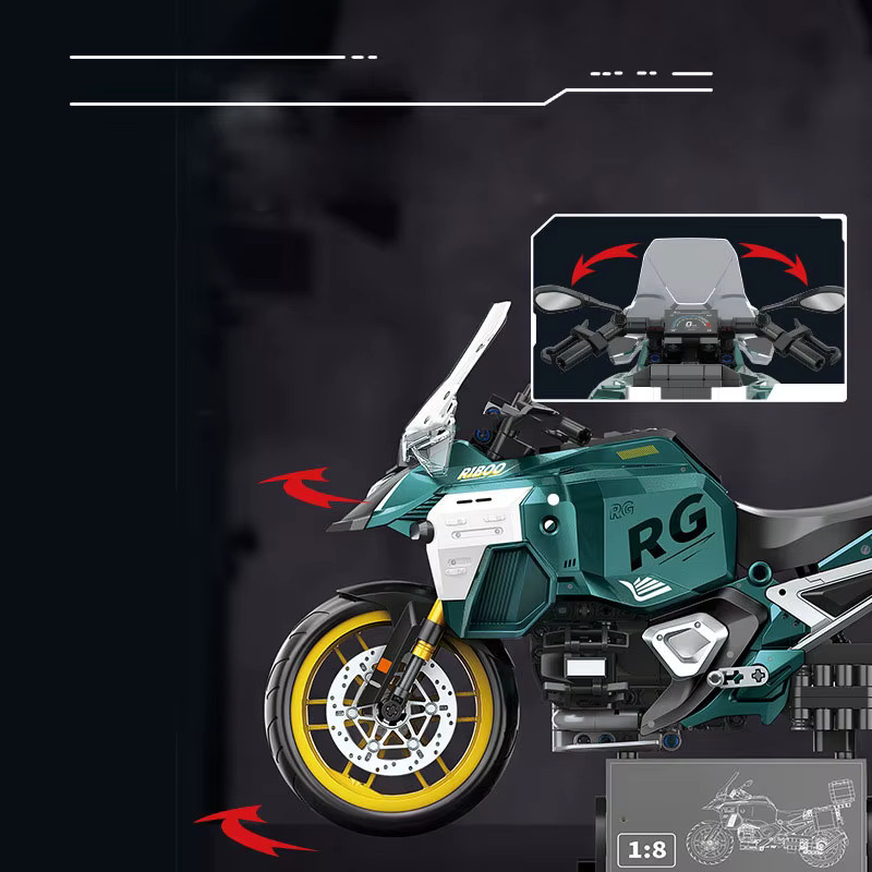 Xturboman Motorrad R1300GS ADV, Baustein-Modell, 1:8 Maßstab, Fahrzeug - Bild 4