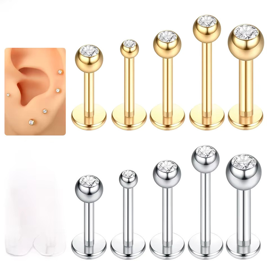 Piercing Ohrringe Titan, Kristall, Unisex - Bild 2
