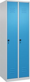 C+P Spind Classic PLUS Garderobenschrank mit 2 Abteilen, Stahlkonstruktion, Lichtgrau/Lichtblau, H x B x T: 185 x 60 x 50 cm - Bild 1