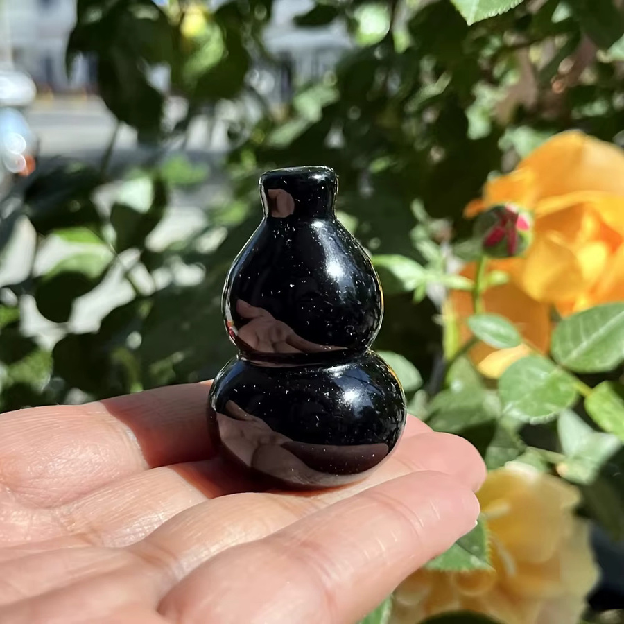 CrystalHola Böhmischer Obsidian-Kürbis aus schwarzem Stein als elegantes Kristall-Dekor-Ornament - Bild 4