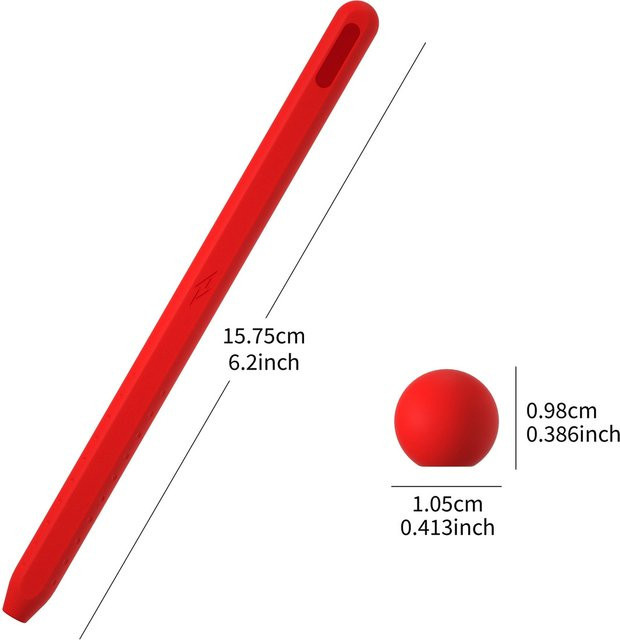 Silikonhülle für Apple Pencil 2 mit Lightning-Logo in Rot für mehr Halt und Schutz - Bild 1