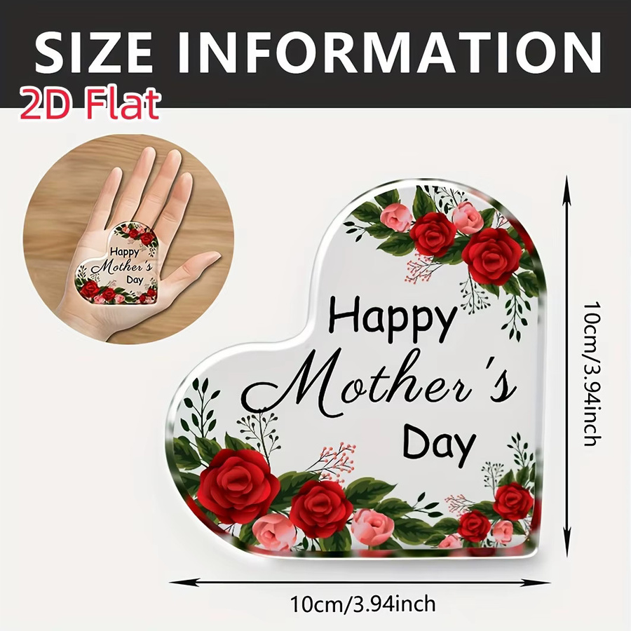 CIFBUY Acryl-Herzplakette in Transparent und Weiß mit floralem Design als Dekoration für Schreibtisch und Zuhause - Bild 3