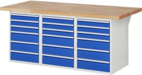Rau Werkbank 7515A4 mit 18 Schubladen, Multicolor, B: 200 cm, T: 90 cm, H: 89 cm - Bild 1