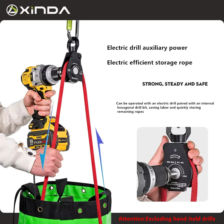 Elektrischer Seilzug Xinda Awah mit Bohrerunterstützung und knotenfreiem Seilaufbewahrungssystem, Schwarz, 25KN - Bild 2