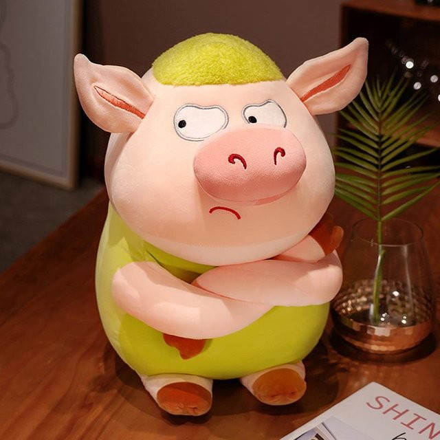 Kawaii Arrogantes Schweinchen Plüschtier, grün, 40cm, ab 14 Jahre - Bild 1