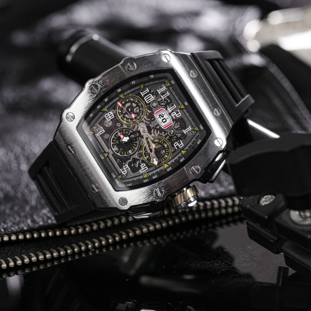 CILOA Armbanduhr Automatik, Tonneau, Edelstahl, Schwarz, Herren - Bild 1