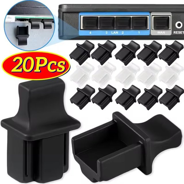 Silikon Staubschutz Kappe für RJ45 Ethernet LAN Anschlüsse, transparent - Bild 1