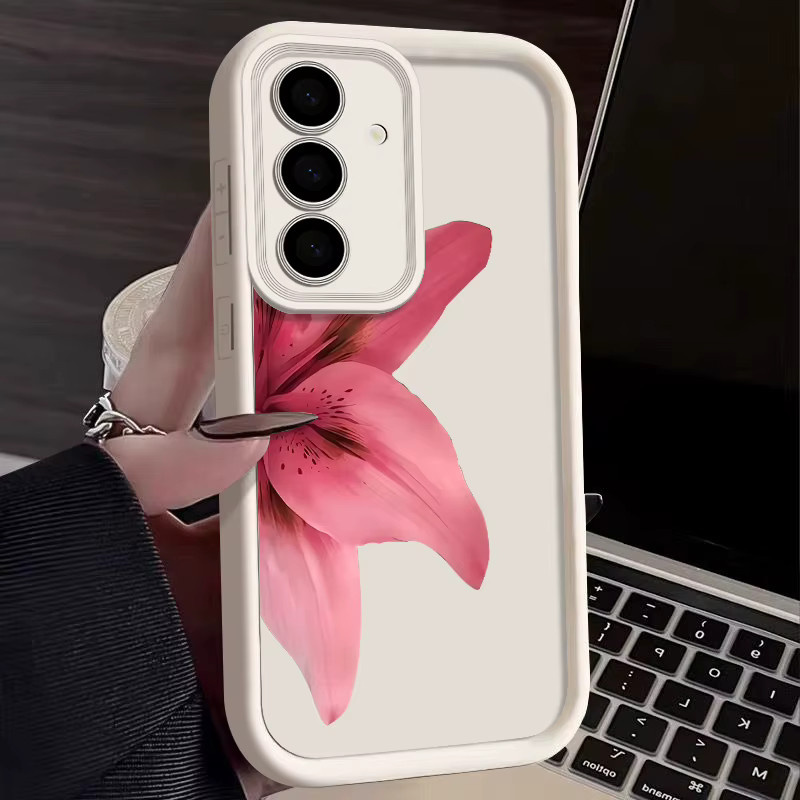 Handyhülle mit realistischem Blumendruck für Samsung Galaxy S25 S24 S23 S22 Ultra Plus FE A56 A55 A54 A36 A16 A15 5G sowie Edge Modelle aus TPU in Beige, Weiß und Multicolour - Bild 2
