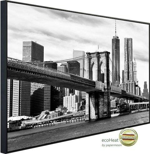 papermoon Infrarotheizung EcoHeat Brooklyn Bridge Schwarz Weiss mit Matt-Effekt - Bild 1