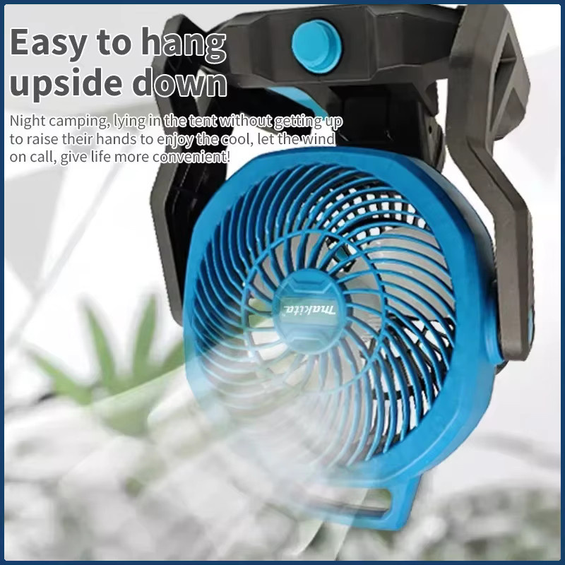 Makita Akku-Tischventilator in Blau, tragbarer Campingventilator mit 3 Geschwindigkeitsstufen und verstellbarem Kopf - Bild 3