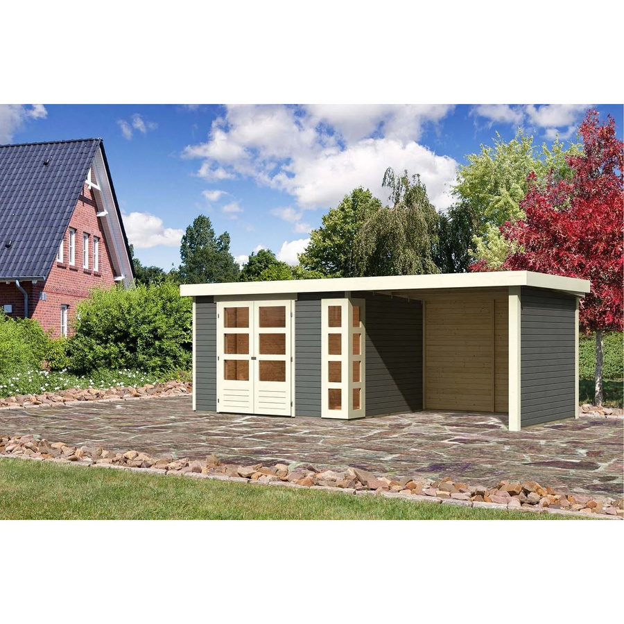 Karibu Holz-Gartenhaus Sölve in Terragrau mit Flachdach und modernem Design, B/T: 298 x 242 cm, Höhe: 210 cm - Bild 2