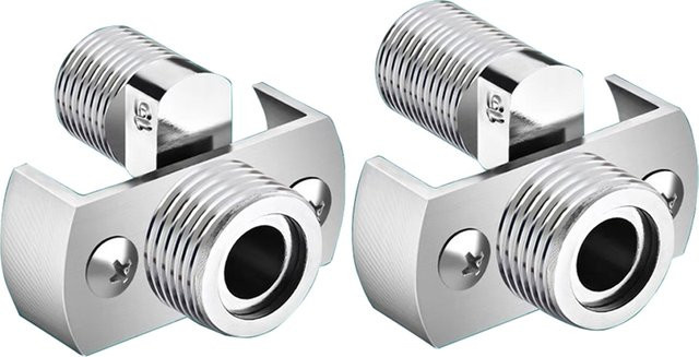 IOUHAPPY Wandhahn in Silber mit abgewinkeltem gebogenem Fuß und verstellbarer exzentrischer Schraube als Eckhahn-Adapter für Duschventil-Ersatzteile - Bild 1